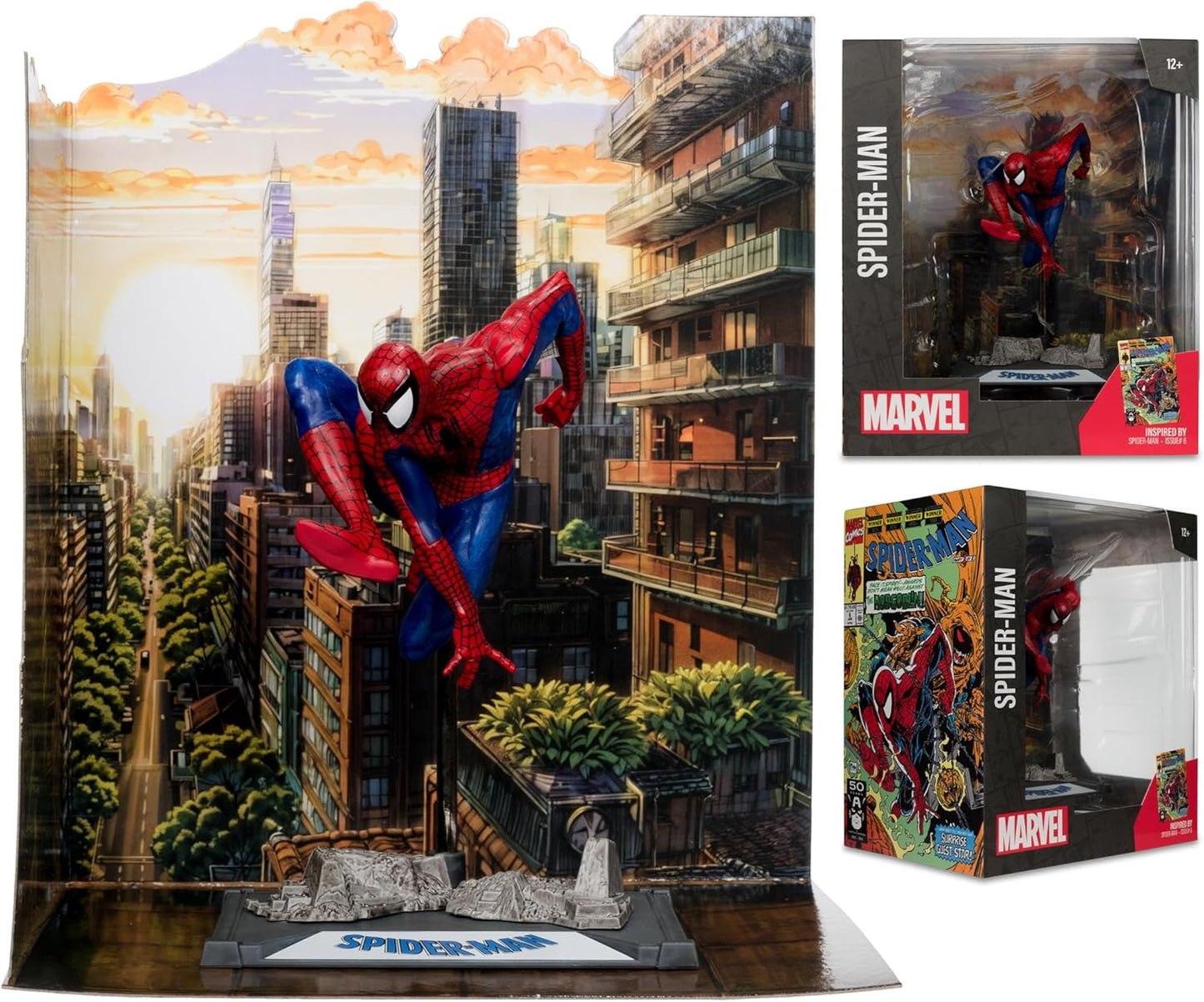 McFarlane Toys - Marvel Spider-Man Posierte Figur im Maßstab 1:10 mit Szene (Spider-Man #6