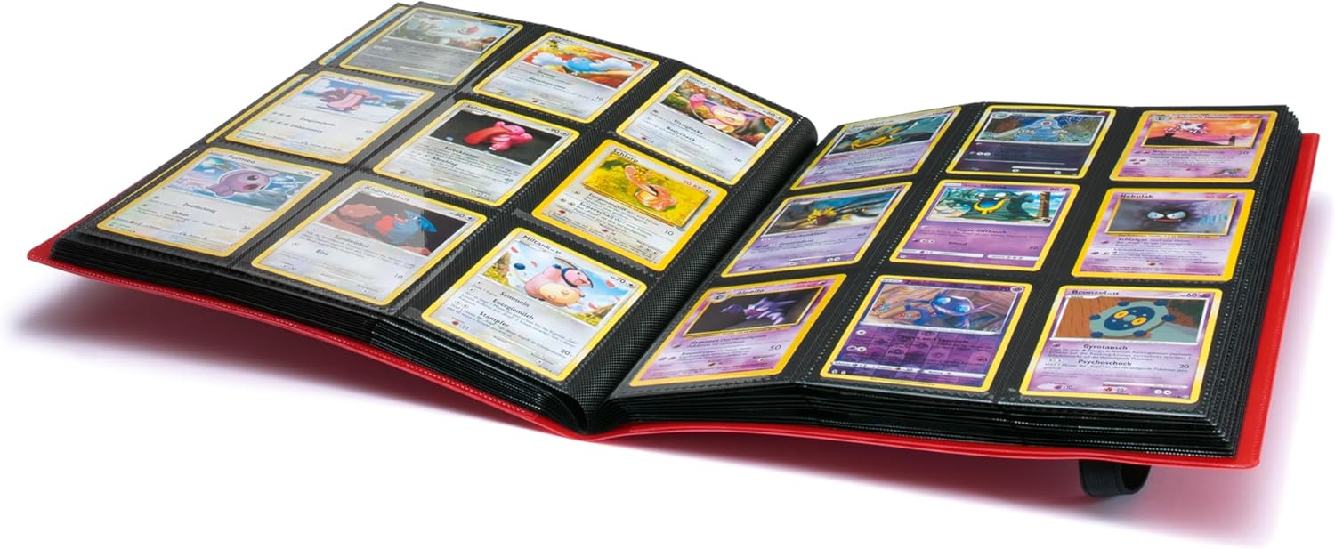 Leuchtturm 369505 TCG Album Slim - mit 20 Hüllen für 360 Sammelkarten wie Pokémon oder Digimon - Softcover rot-schwarz
