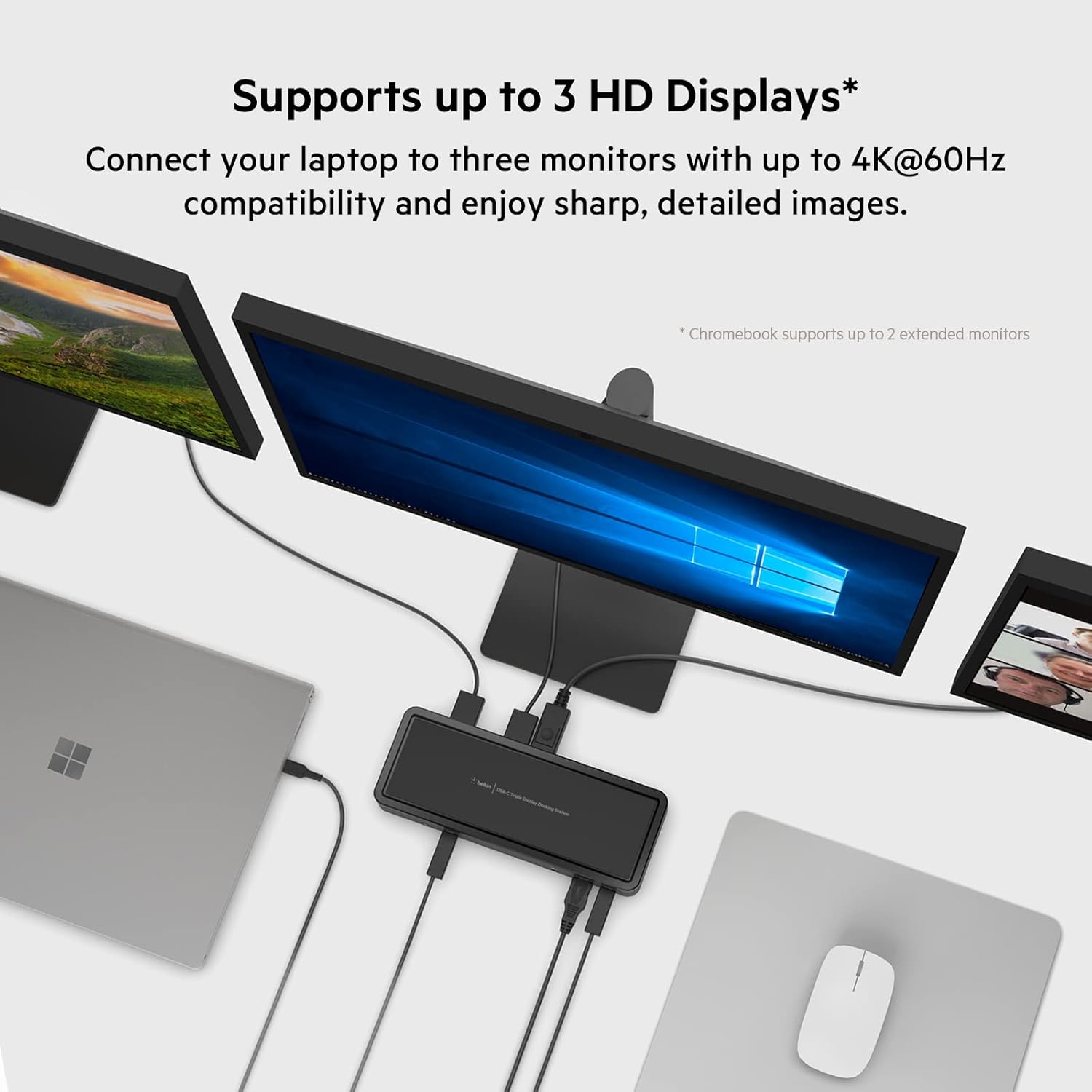 Belkin 14-port USB-C Docking Station, 65W Power Delivery, 4K Display, 2 HDMI Ports, 2 DisplayPort, 3 USB-C, 5 USB-A Ports, and 1 Gigabit Ethernet, USB-C Dock for Chromebook, Windows PCs, XPS and other