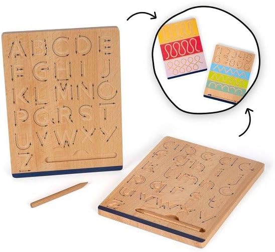 small foot Set di lavagnette Educate in Legno, Imparare a Scrivere con Esercizi, per Bambini dai 5 Anni, 12560, Colore Colorato