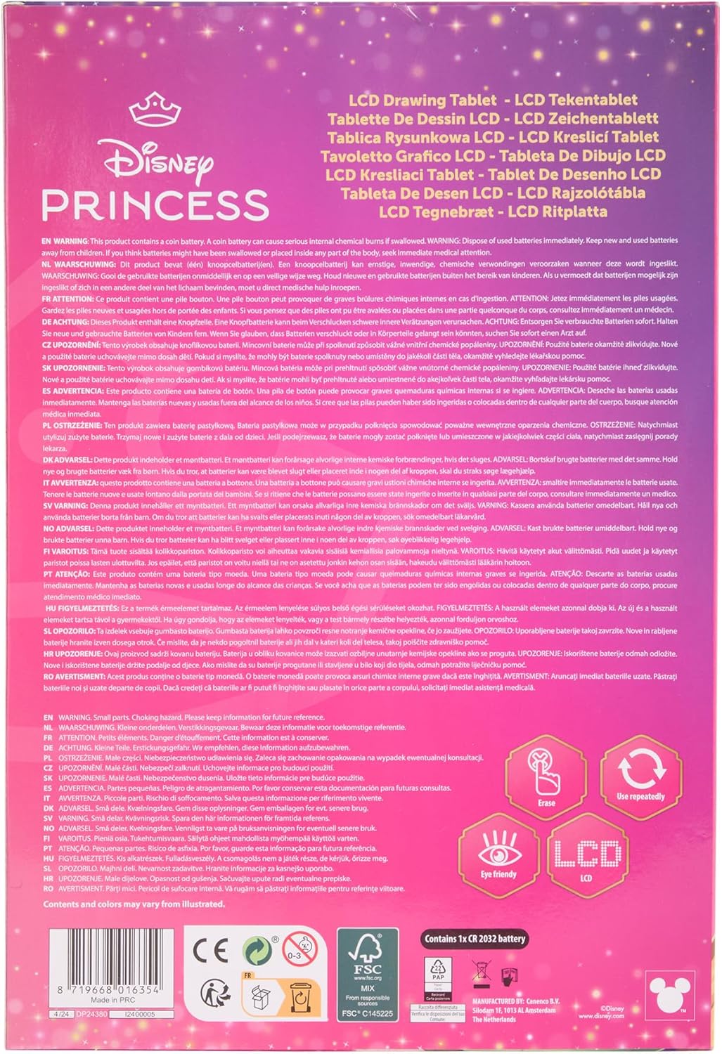 Canenco - Disney Prinses LCD Tekenbord Regenboog