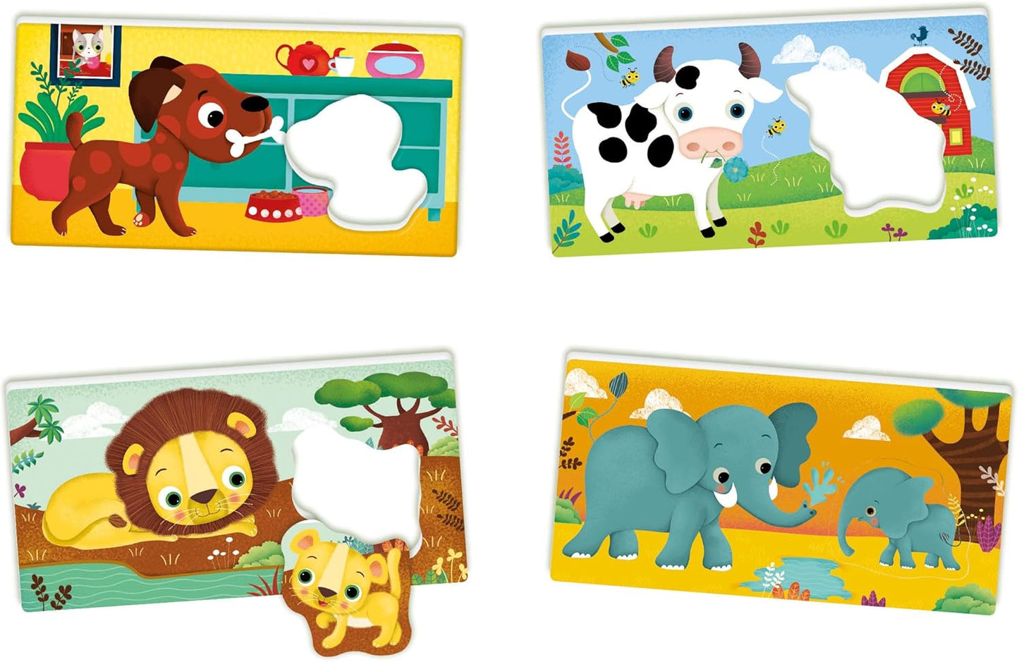 Clementoni - Sapientino Parents and Puppies 2 Years, Flashcard, Flashcards for Children, Montessori Game, Getting to Know the Animals, Shaped Cards, Italian, Made in Italy, 16852, Multi-Colour
