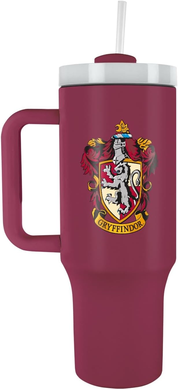 Pyramid International Harry Potter Gryffindor 40oz/1200ML Tumbler with Straw and Lid, Advanced Double-Wall Vacuum Insulation, Keeps Beverages Cold Up to 11 Hours, Hot Up to 7 Hours, BPA-Free