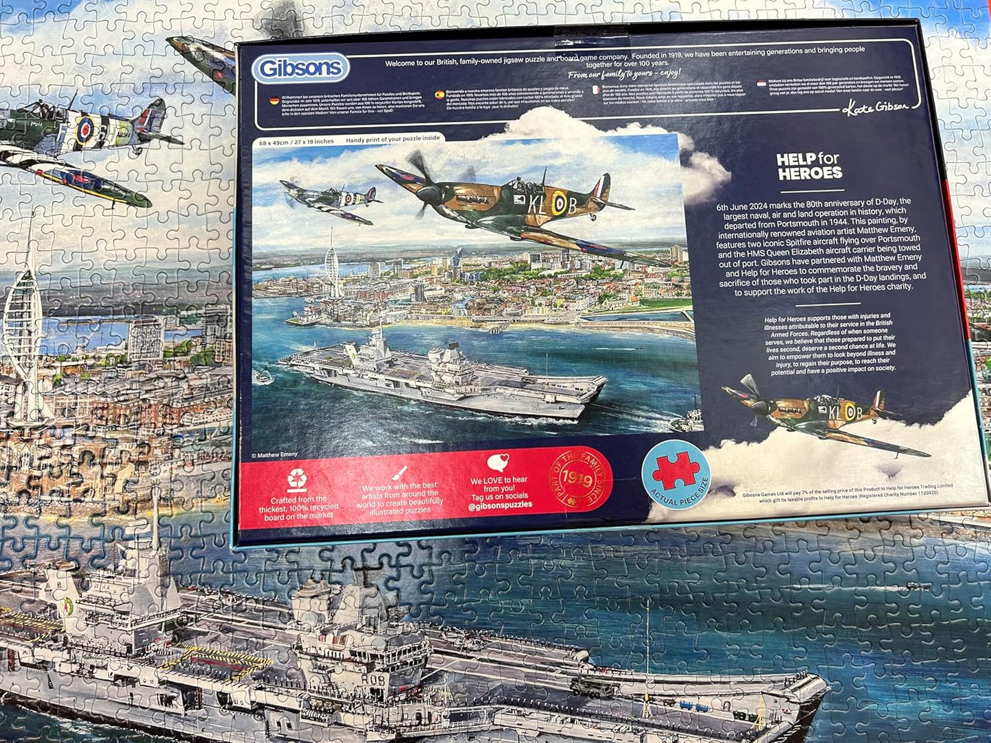 Gibsons Portsmouth Flypast 1000 Piece Jigsaw Puzzle | Military Jigsaw Puzzle | Sustainable Jigsaw Puzzle for Adults | Premium 100% Recycled Board | Great Gift for Adults Games