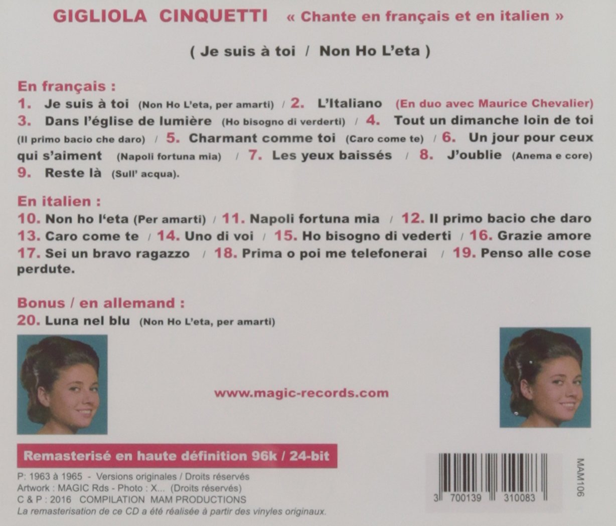 Chante en Francais et en Itali
