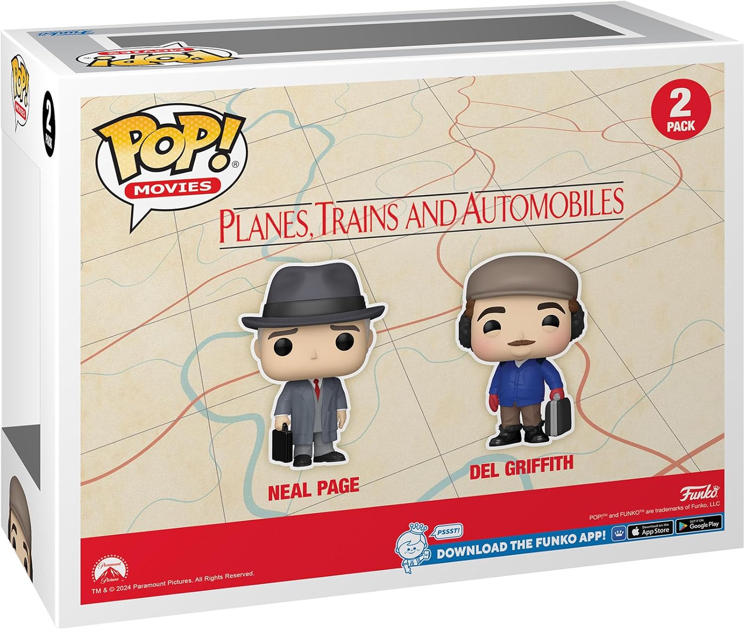 Funko Pop! Movies: Planes, Trains - Neal and Del/Del 2pk - Planes, Trains and Automobiles - Keychain Novelty Keyring - Collectable Mini Figure - Stocking Filler - Gift Idea - Official Merchandise