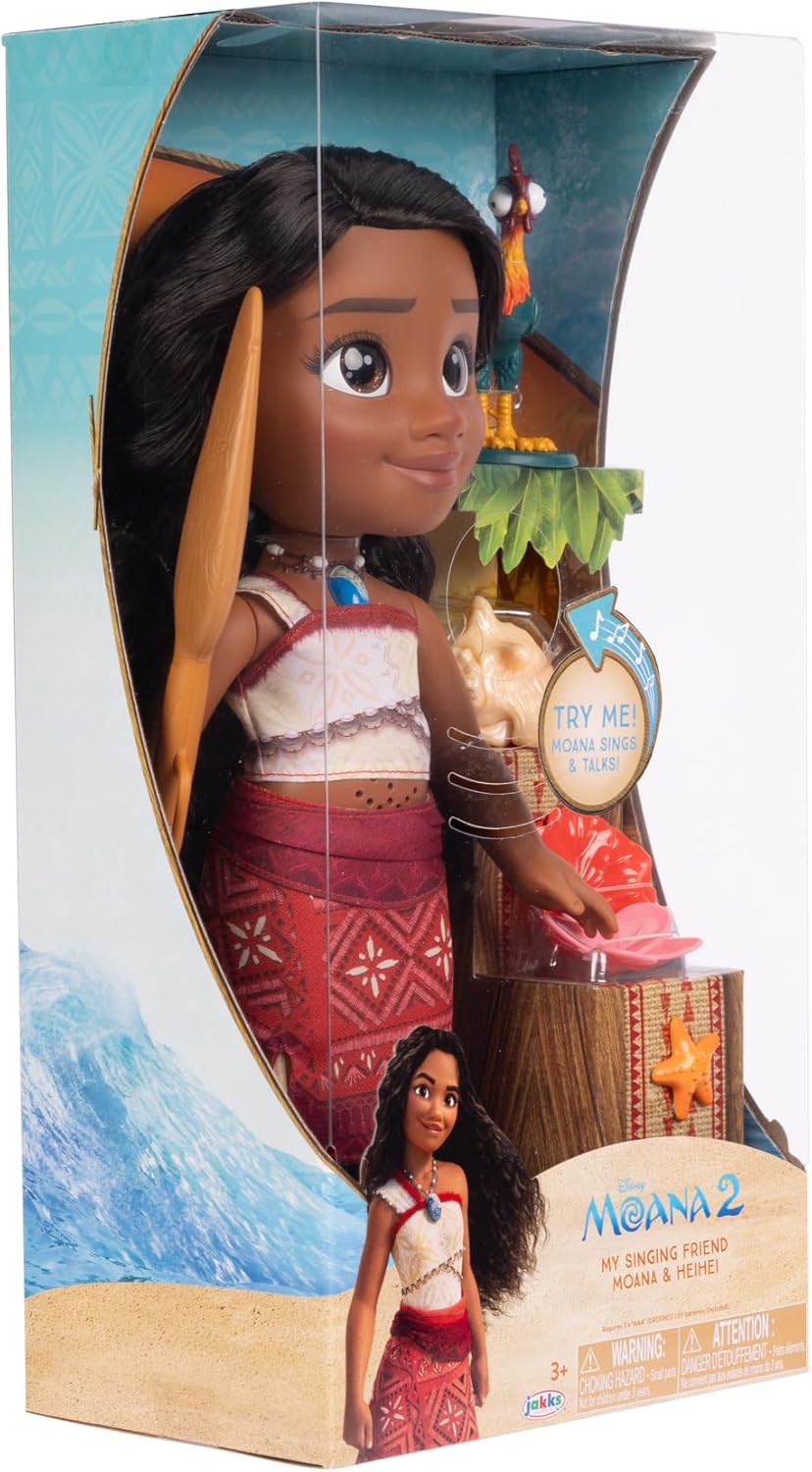 Moana 2 Disney’s My Singing Friend Moana Doll & Heihei Figure by Jakks Pacific, Stands 14” / 36 cm Tall, Officially Licensed by Disney, Great Gift for Disney’s Fans, Suggested for Ages 3+