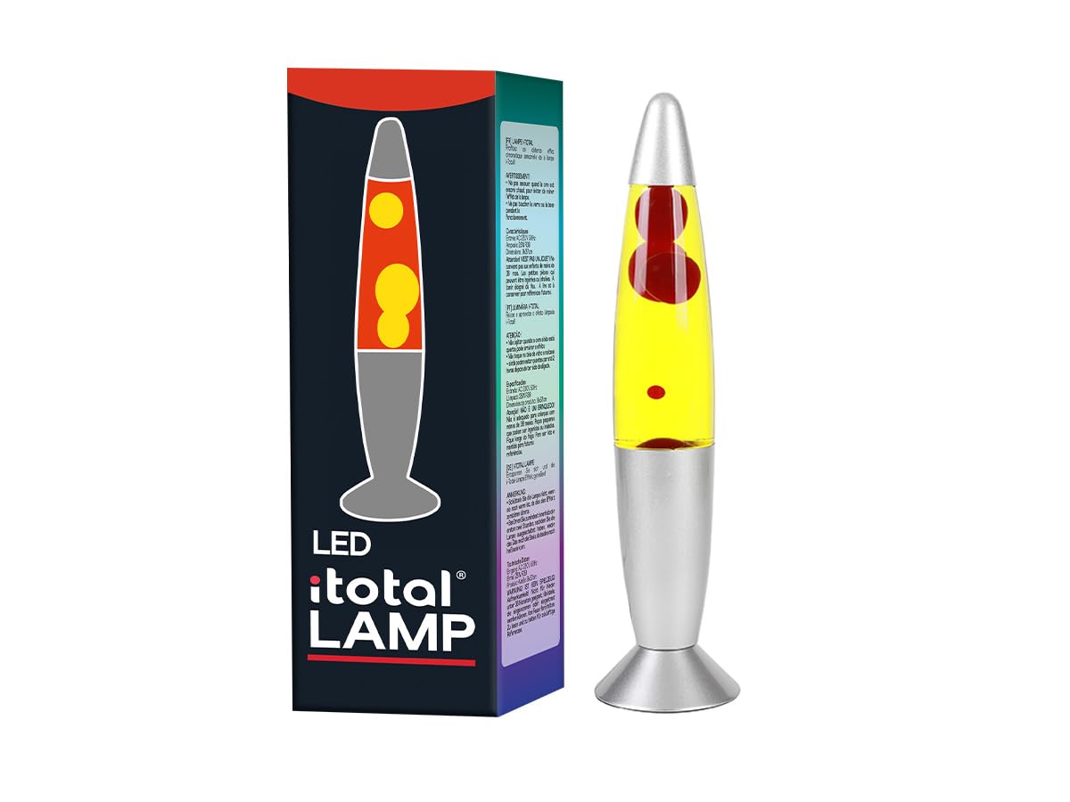 Itotal - Led Lava Lamp With Red Light, White Wax And Silver Base - Red (1270393)