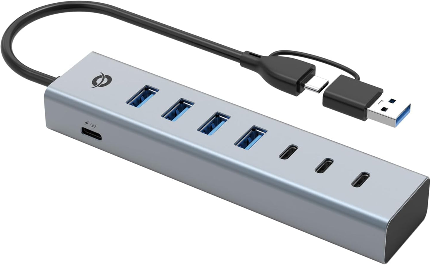 Conceptronic HUBBIES20GP 7-Port USB 3.0 Hub with Power Adapter, 5Gbps, USB-C x 3, USB-A x 4