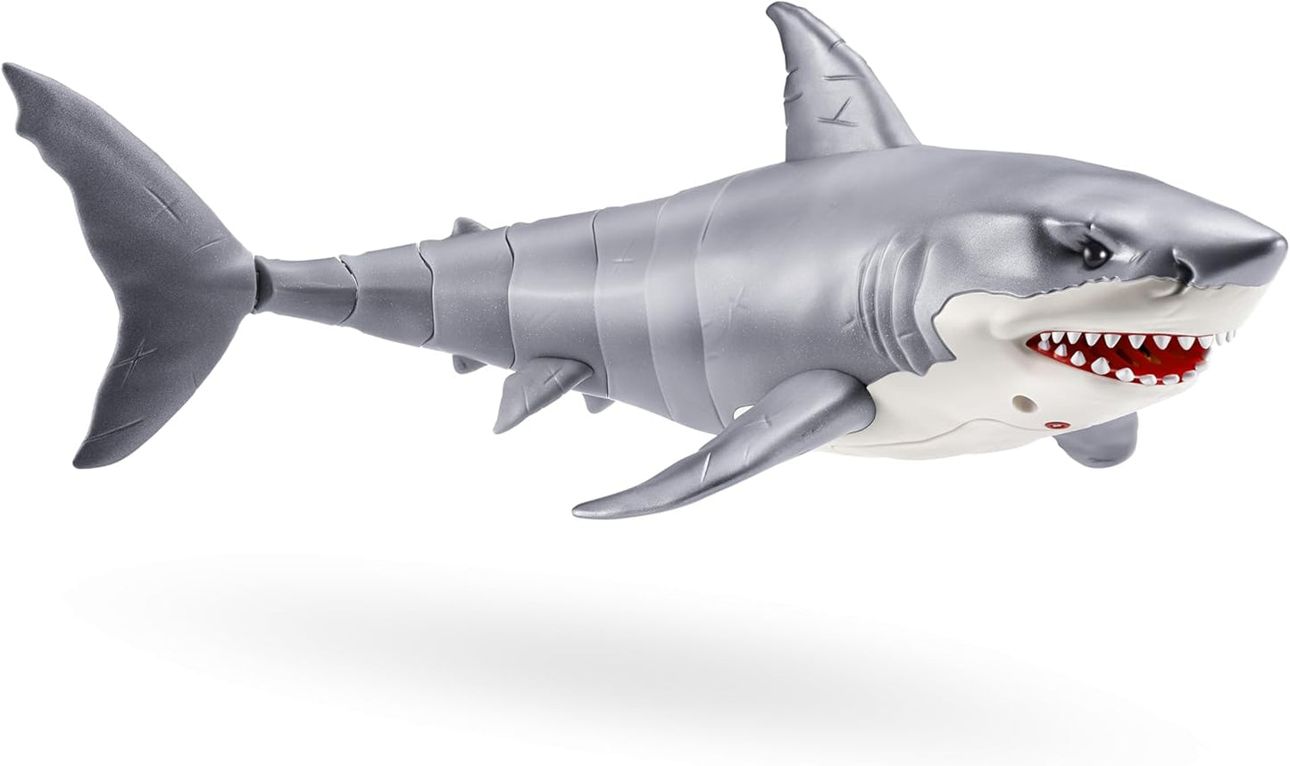 ROBO ALIVE Great White Shark Series 1 by Zuru, Battery-Powered Robotic Light Up Shark Toy, Summer Pool Toy, Bath Toy