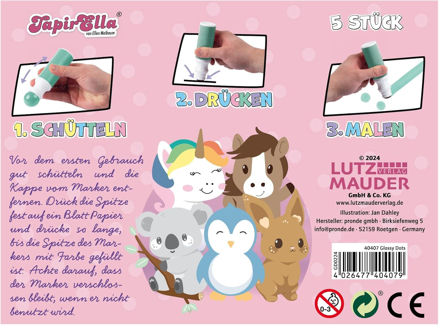 Stempelmarkers Glossy - 5 stuks
