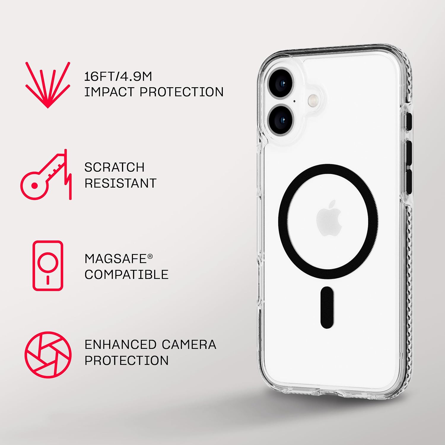Tech21 EvoCrystal voor iPhone 16 Plus compatibel met MagSafe - Impact Protection Case 15x Militaire Standaard Getest - in Zwart