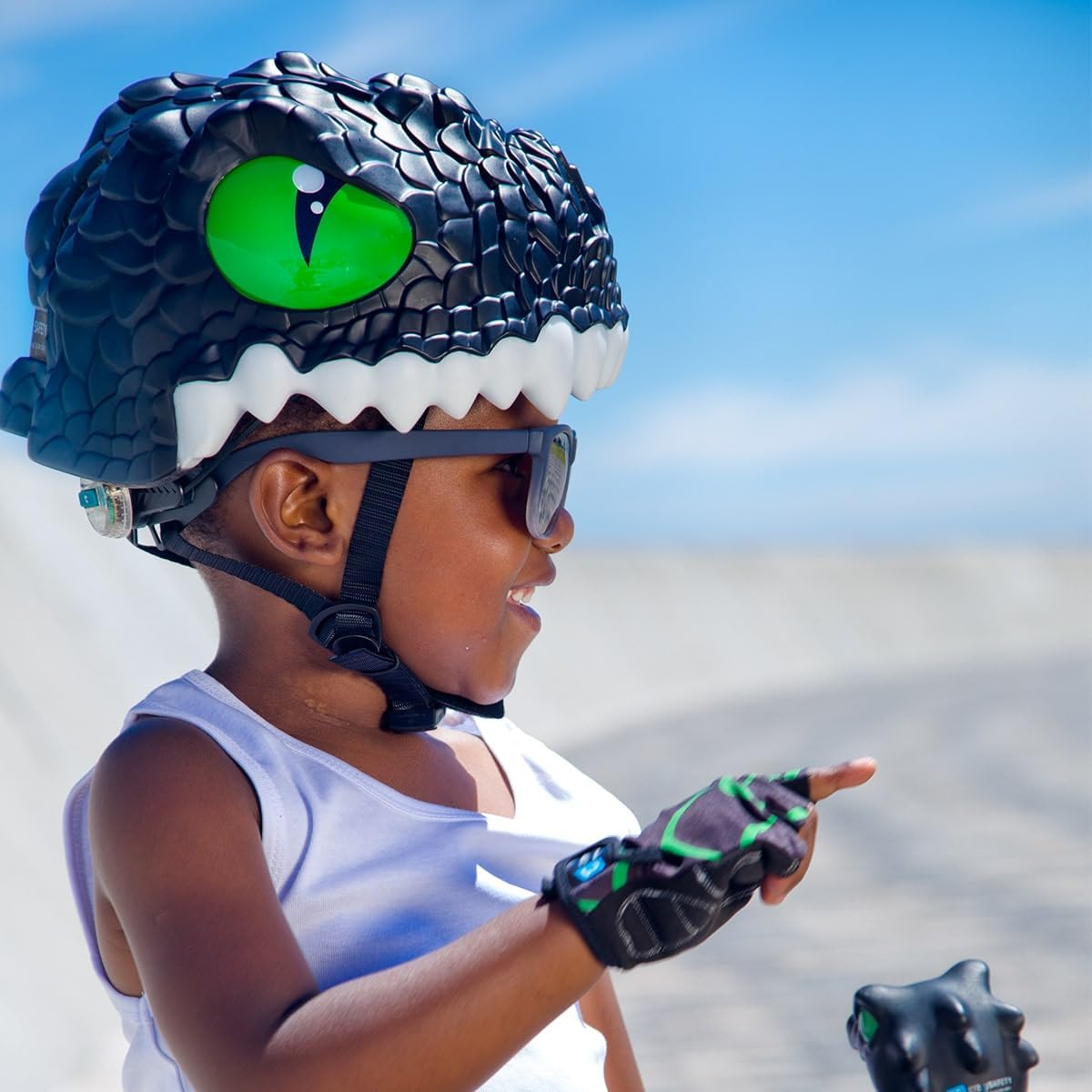 Crazy Safety Green Chameleon Childrens Bike Helmet | Cycle helmet for children aged 2-7 years for bikes, skateboards, balance bikes, scooters, skates Lightweight and adjustable animal helmet