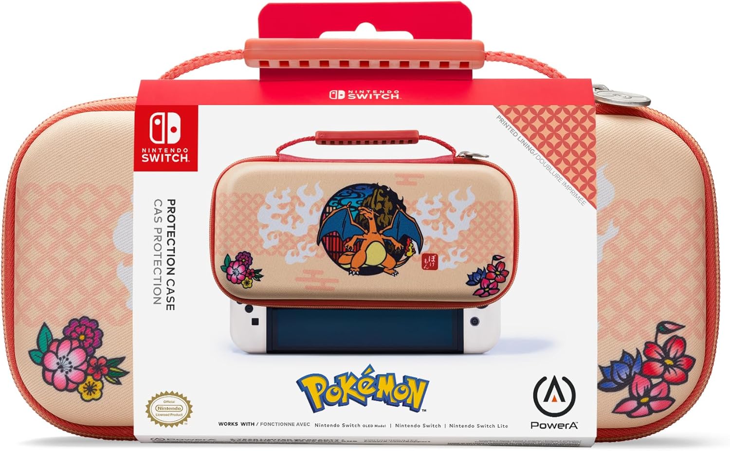 PowerA beschermhoes voor Nintendo Switch (OLED model), Nintendo Switch en Nintendo Switch Lite - Charizard-bloesem, Beschermhoes, Gamehoes, Consolehoes, Accessoires, Opslag, Officieel gelicentieerd