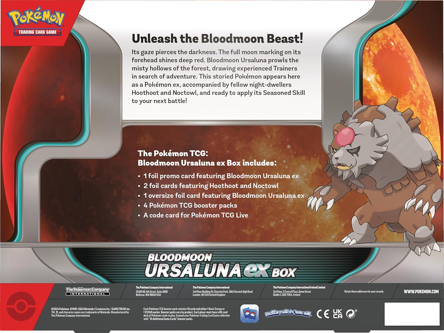 Pokémon TCG: Bloodmoon Ursaluna ex Box (1 Foil Promo Card, 2 Foil Cards, 1 Oversize Foil Card & 4 Booster Packs)