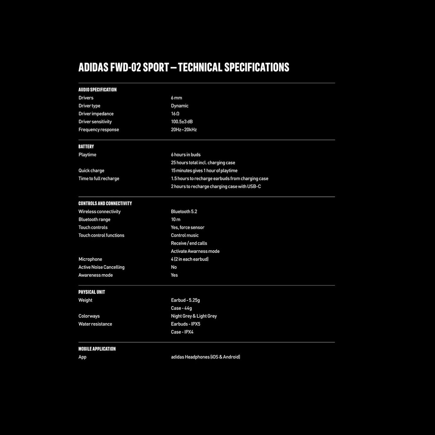 Adidas - Fwd-02 Sport Headphones û Night Grey