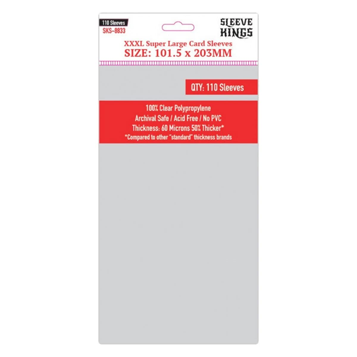 Lot de 110 pochettes pour cartes de qualité supérieure XXXL Super Large (101,5 mm x 203 mm