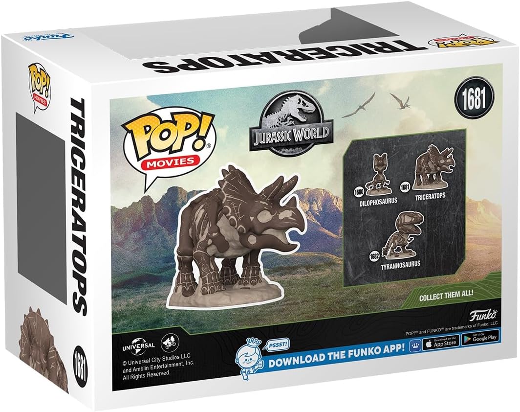 Funko POP! Movies: JP Fossil - Triceratops - Jurassic Park - Collectable Vinyl Figure - Gift Idea - Official Merchandise - Toys for Kids & Adults - Movies Fans - Model Figure for Collectors