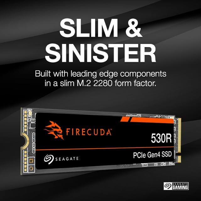 Seagate FireCuda 530R NVMe SSD 1TB, for PS5/PC, M.2 PCIe Gen4 ×4 NVMe 1.4, 7.300 MB/s, 3D-TLC-NAND, 640 TBW, Refresh, 3 Years Rescue Service, ZP1000GM3A063