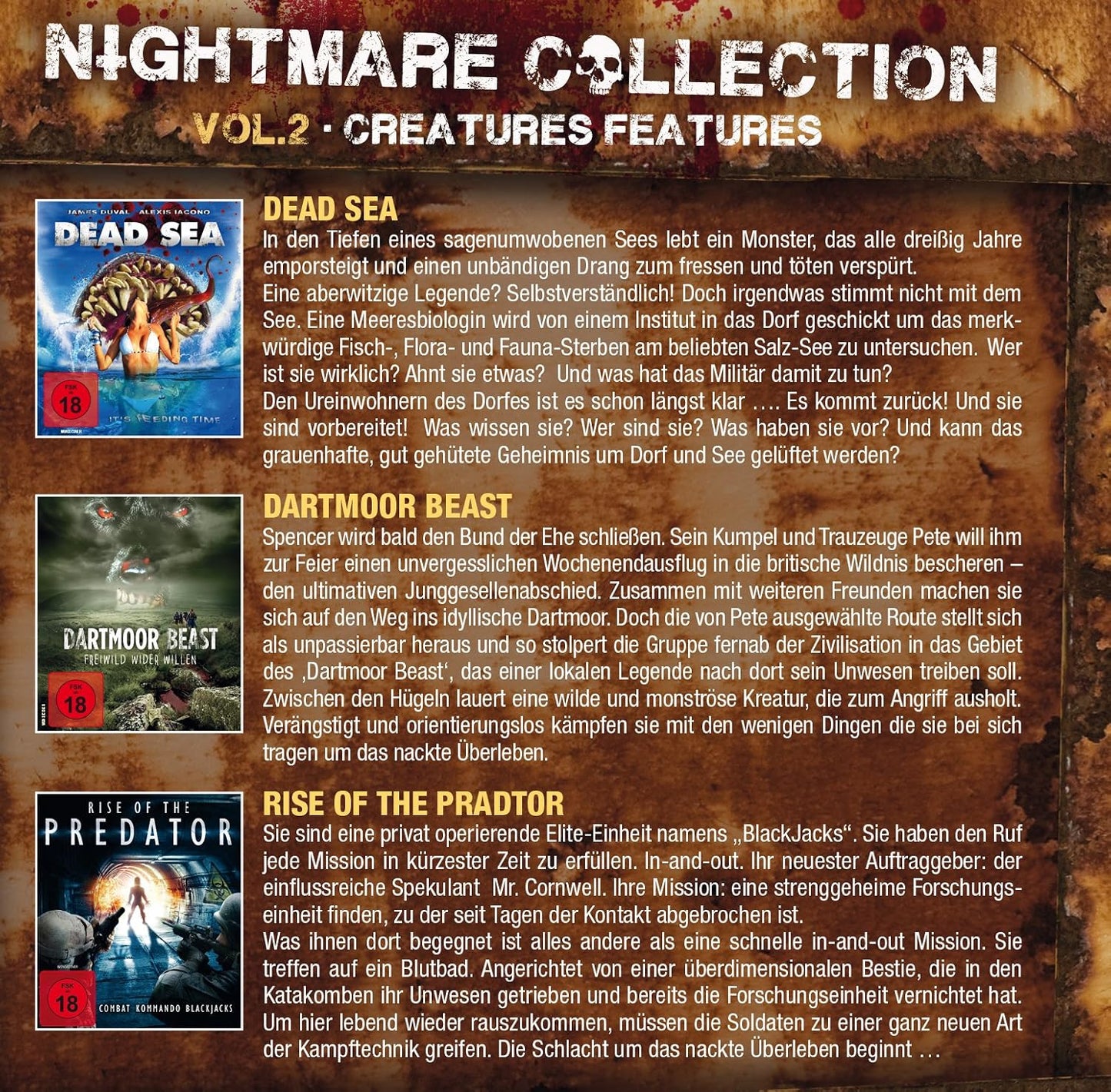 Nightmare Collection Vol. 2 - Creature Features (3 Horrorfilme auf Blu-ray im Sammelschuber