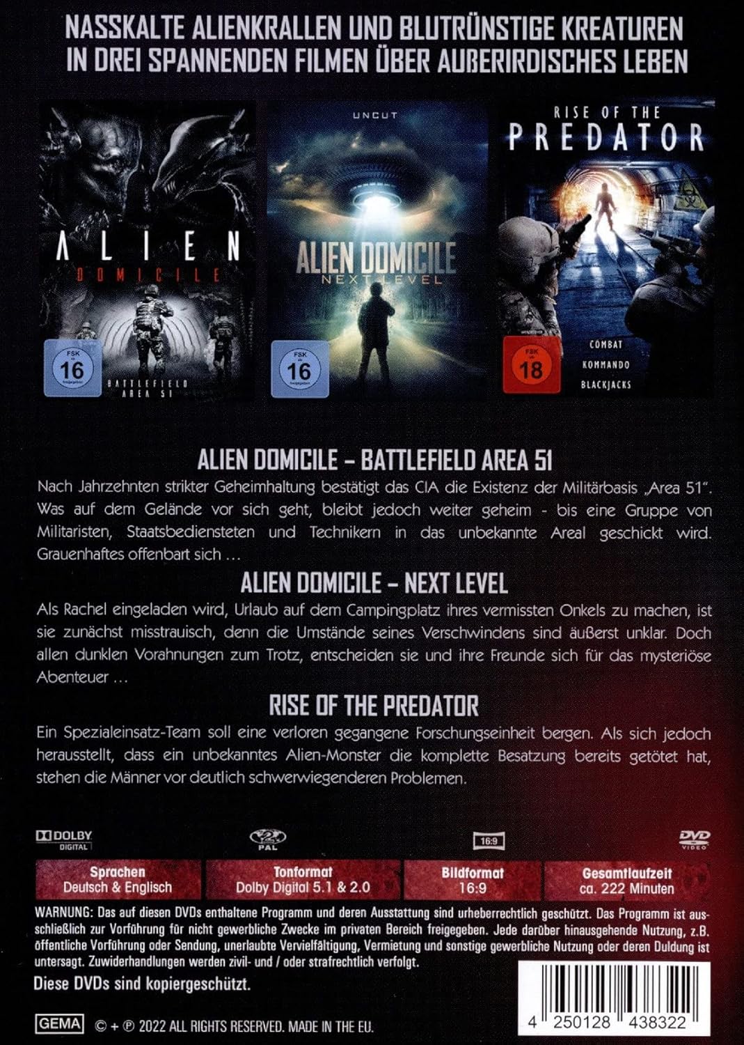 Alien Monsters - Kreaturen des Grauens - (3 Filme) - (Alien Domicile: Battlefield Area 51, Alien Domicile: Next Level, Rise of the Predator