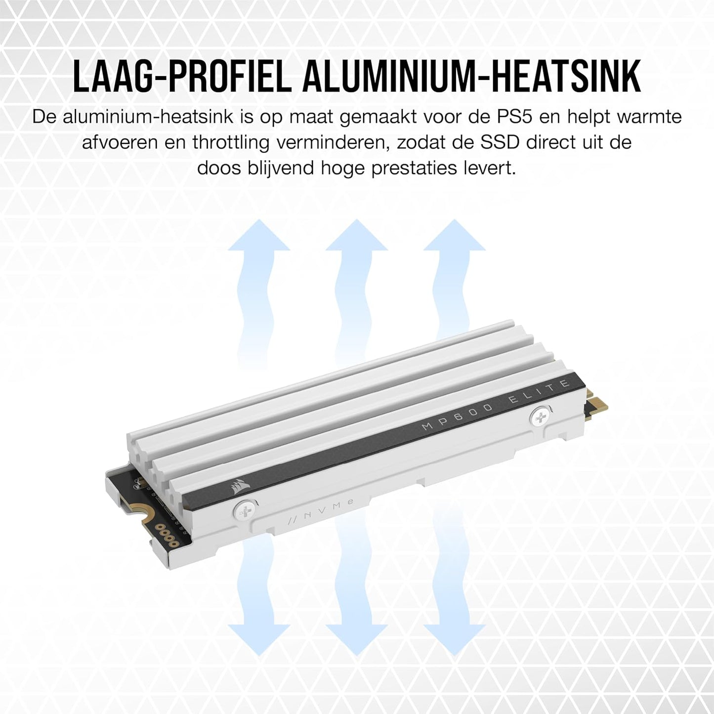 CORSAIR MP600 ELITE 4TB M.2 PCIe Gen4 x4 NVMe SSD voor PS5 – Inclusief Heatsink – M.2 2280 – Tot 7.000MB/sec Sequentieel Lezen – High-Density-3D TLC NAND – Wit