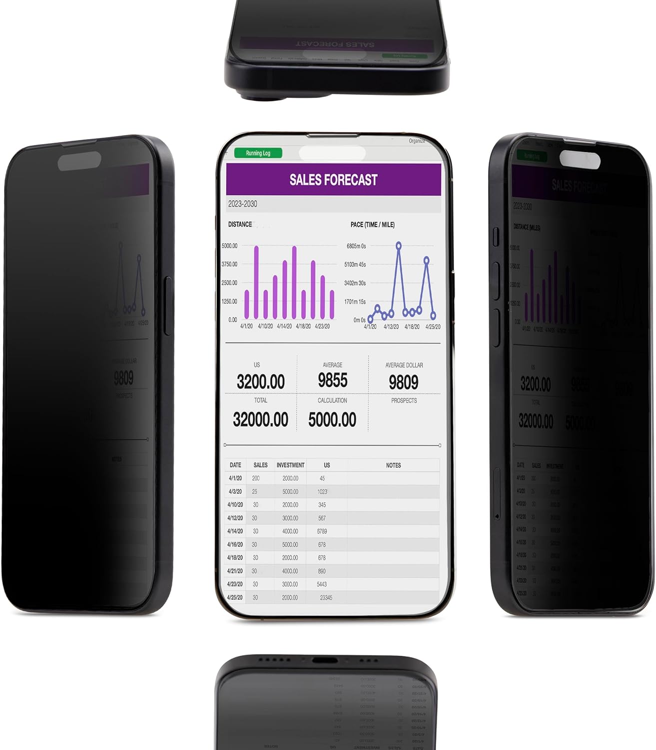 StarTech.com Filtro Privacy a 4 direzioni per iPhone 15, abilitato al Touch, vista a +/- 30 gradi, filtro in vetro temperato