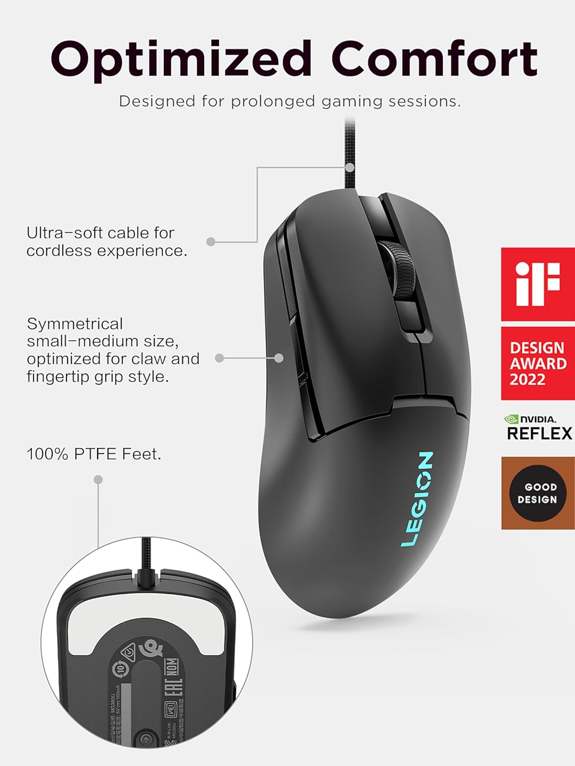 Lenovo Legion M300s RGB Gaming Mouse (6 programmable buttons, up to 8000 DPI, Compatible with NVIDIA reflex) - Shadow Black M300 Mouse