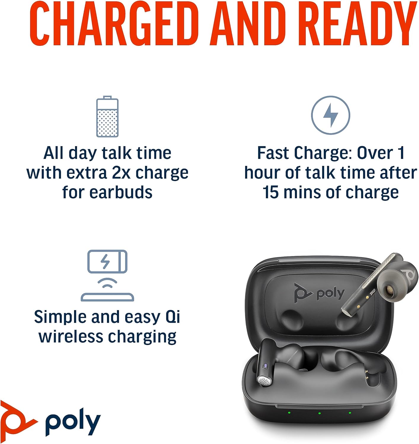 Poly Voyager Free 60 UC True Wireless Earbuds – Noise-Canceling Mics for Clear Calls – ANC – Portable Charge Case – Works w/iPhone, Android, PC/Mac – Teams Certified – Black