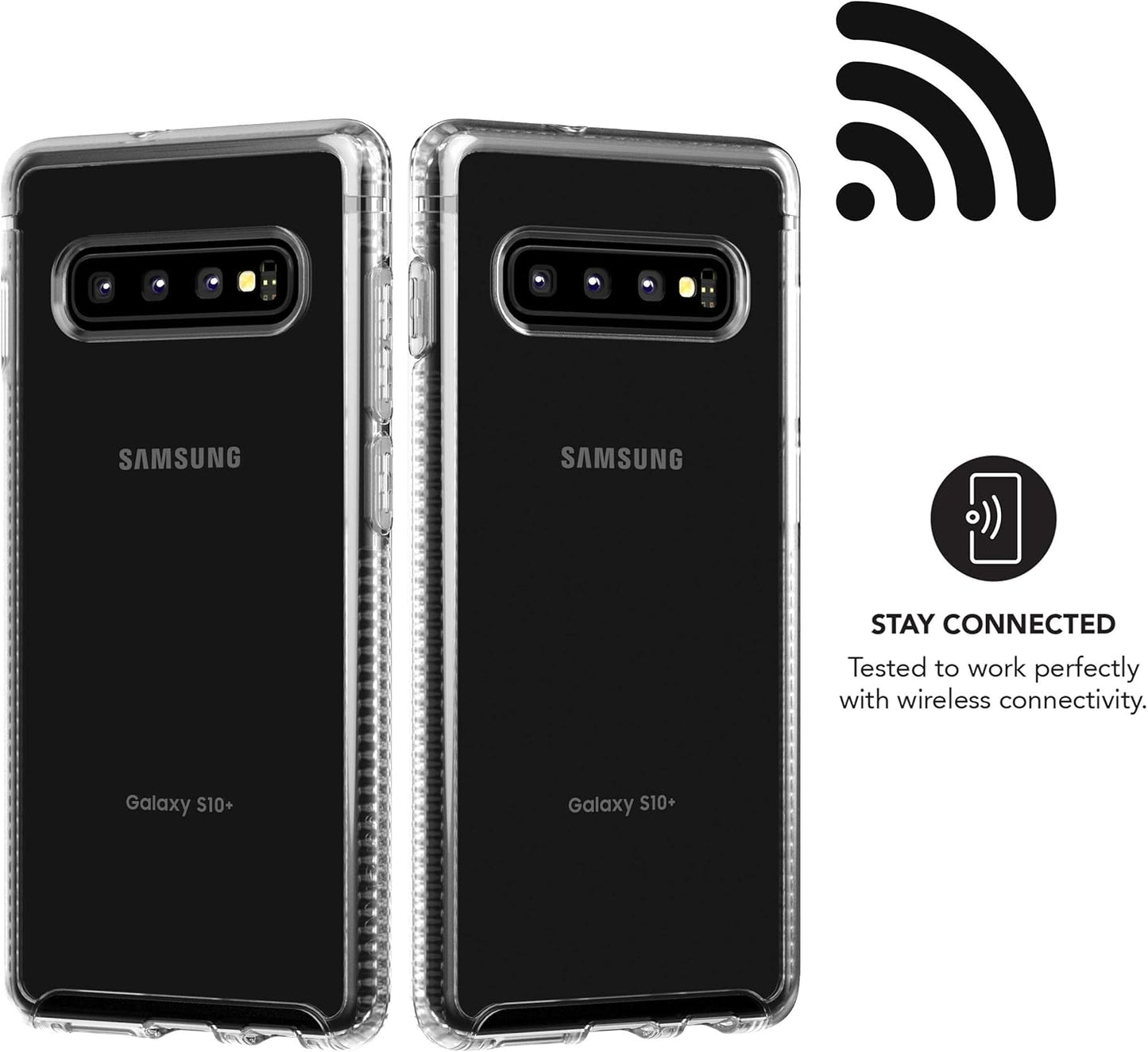 Tech 21 Protective Samsung Galaxy S10 Plus Case Ultra Thin Back Cover with BulletShield Protection - Pure Clear - Transparent