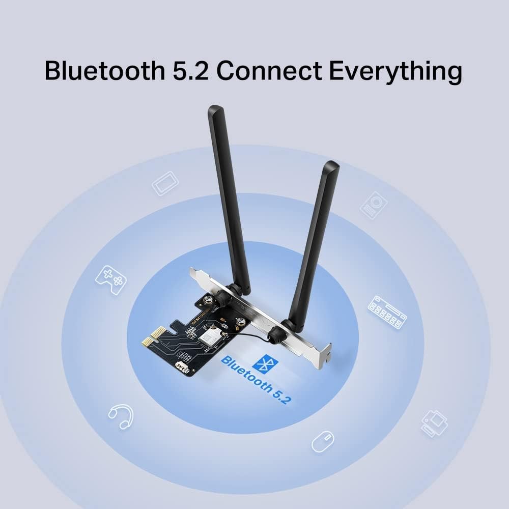 MERCUSYS AX3000 Dual-Band 5.2 PCIe Wi-Fi Card, Wi-Fi 6 Bluetooth Adapter with Two Antennas, OFDMA, MU-MIMO,Low Latency, Intel® Wi-Fi 6 Chipset, ideal for Game and 4K,Latest WPA3,Windows 10-11(MA80XE) AX300 WiFi 6, Bluetooth 5.2, Pcle Adapter