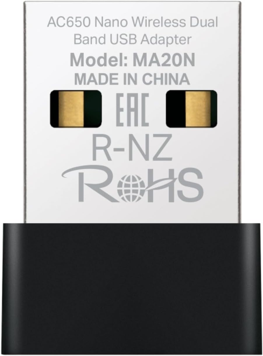 MERCUSYS MA20N AC650 USB WiFi Dongle, Dual Band WiFi Adapter for PC/Desktop/Laptop, Nano Mini Wireless Adapter for PC TP-Link, Supports Windows 10-11, WPA3 Safety Protection