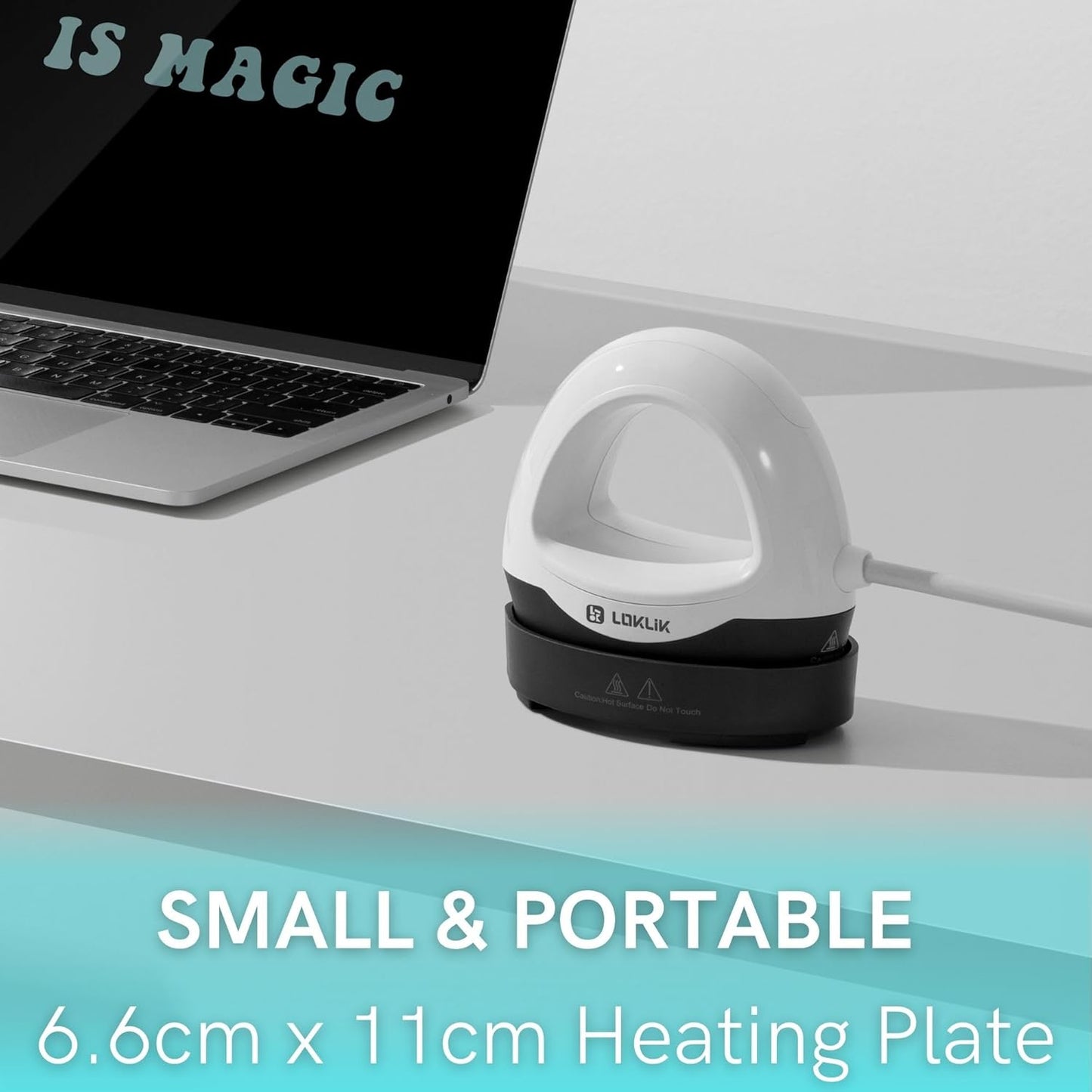 LOKLIK Mini Heat Press - Portable Heat Transfer Vinyl Machine for Sublimation Printing with Compact Plate, HTV Heat Transfer Vinyl Craft Heatpress Machine, White