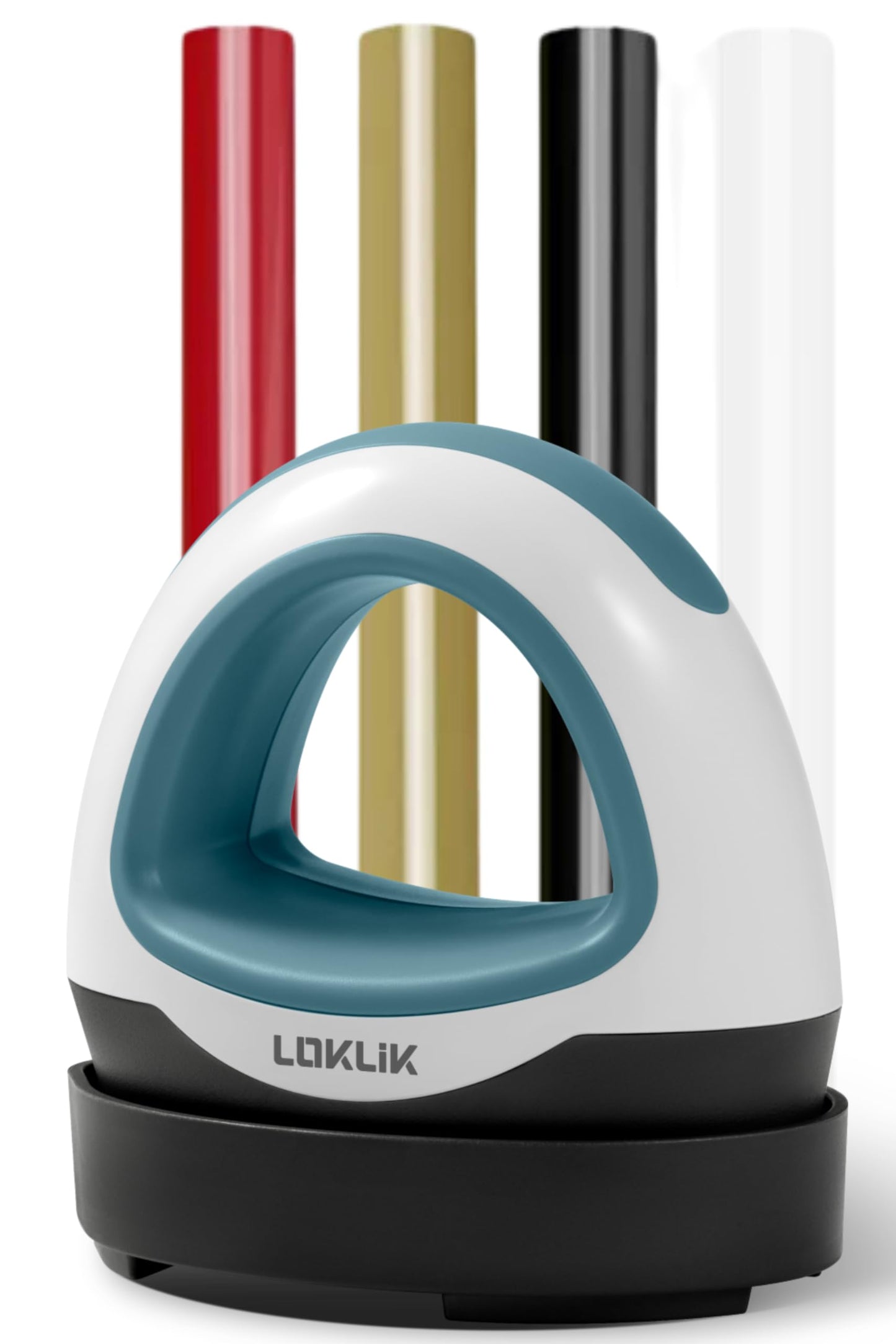 LOKLIK MINI Heat Press Starter Bundle - Includes 4x Vinyl, Portable Heat Transfer Vinyl Machine for Sublimation Printing with Compact Plate, HTV Heat Transfer Vinyl Craft Heatpress Machine, Denim Blue