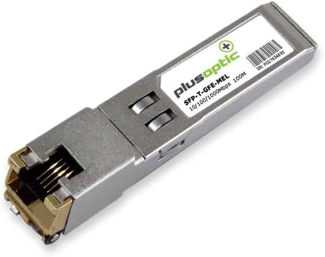 Plusoptic SFP-T-GFE-MEL 1000Mbps Copper Network Transmitter Module (Copper, 1000Mbps, SFP, 100m, Silver, Metal
