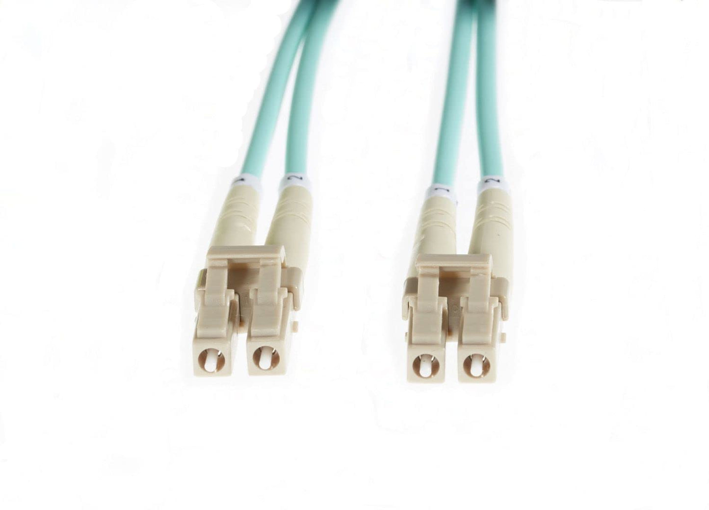 5m LC-LC OM4 Multimode Backwards Compatible With OM3 Fibre Optic Duplex LSZH Patch Lead 2mm Oversleeving AQUA