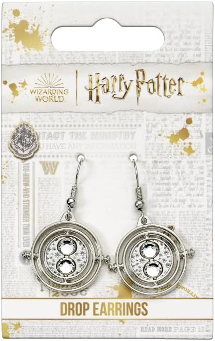 Harry Potter Silberfarbene Zeitumkehrer-Ohrringe, Einheitsgröße, Zinklegierung - 93% Zink + 3% Kupfer + 4% Aluminium, Kein Edelstein