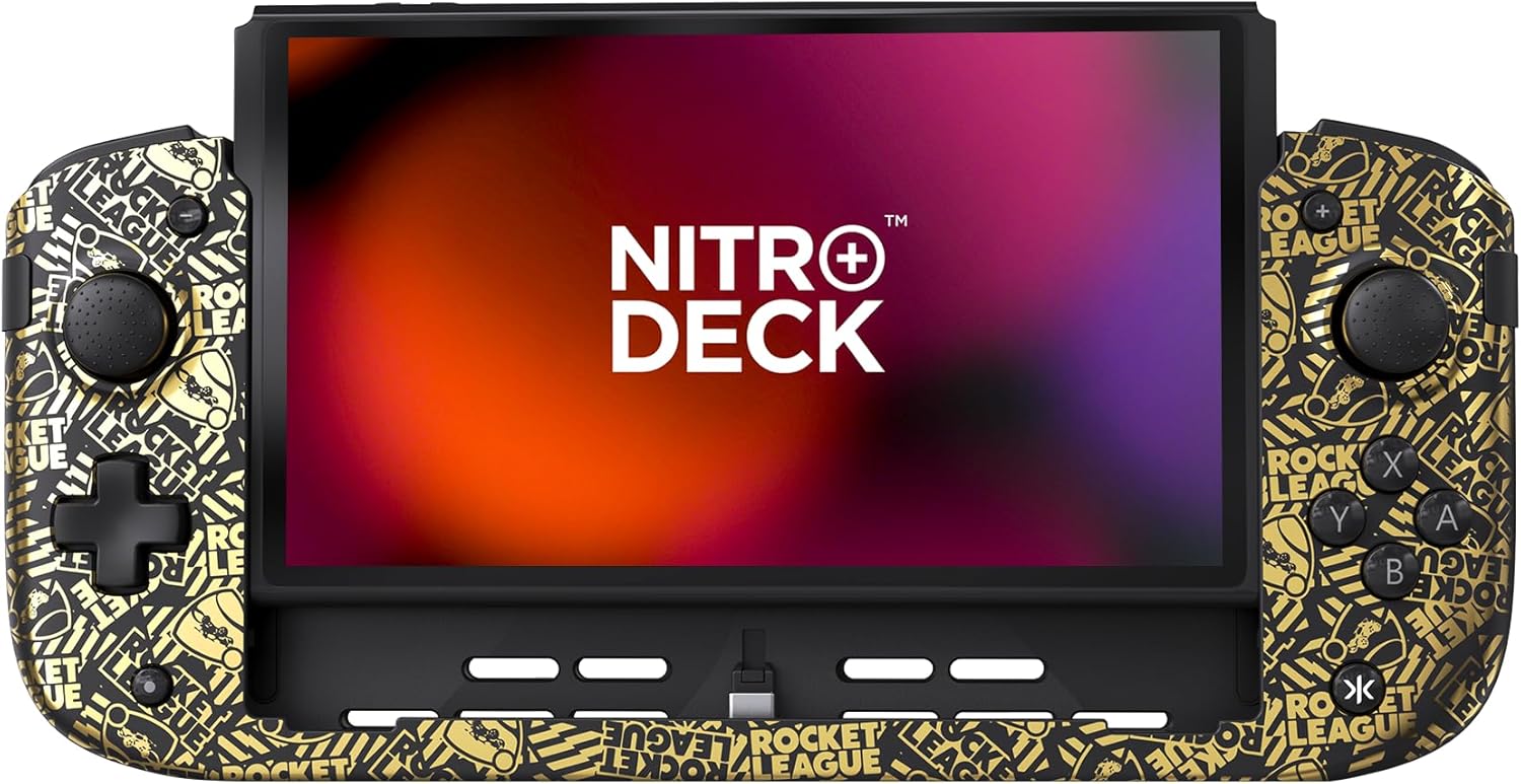 CRKD Nitro Deck+ Handheld Pro Controller for Nintendo Switch & OLED Model - TV Dockable - Programmable Sidekicks & Back Buttons - TruCollection System (Rocket League Gold Edition