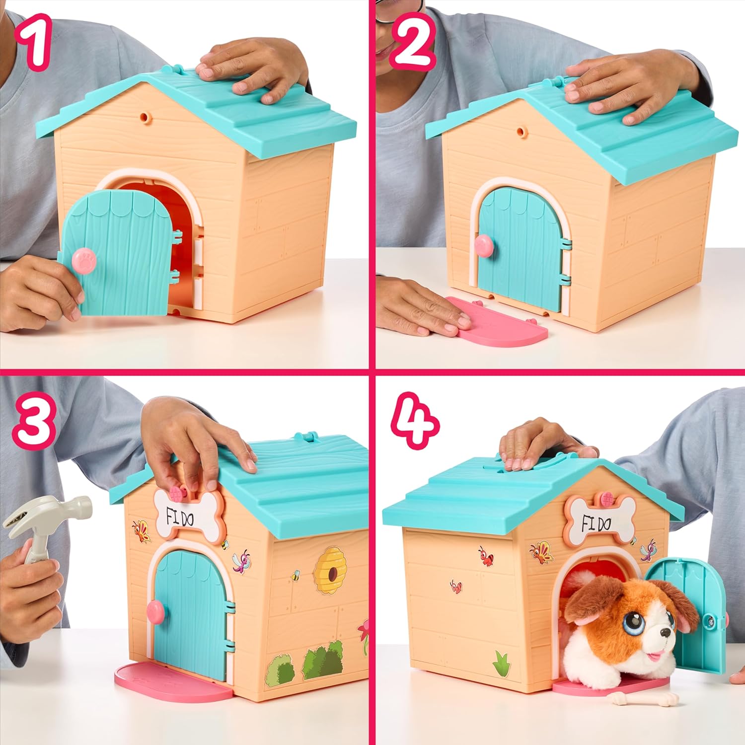Little Live Pets My Puppy's Home Minis - Teal & Orange Home Plush Toy Puppy and Kennel Playset Surprise Reveal! Build Your Puppy's Home, Name Your Puppy and SURPRISE! Puppy Appears!