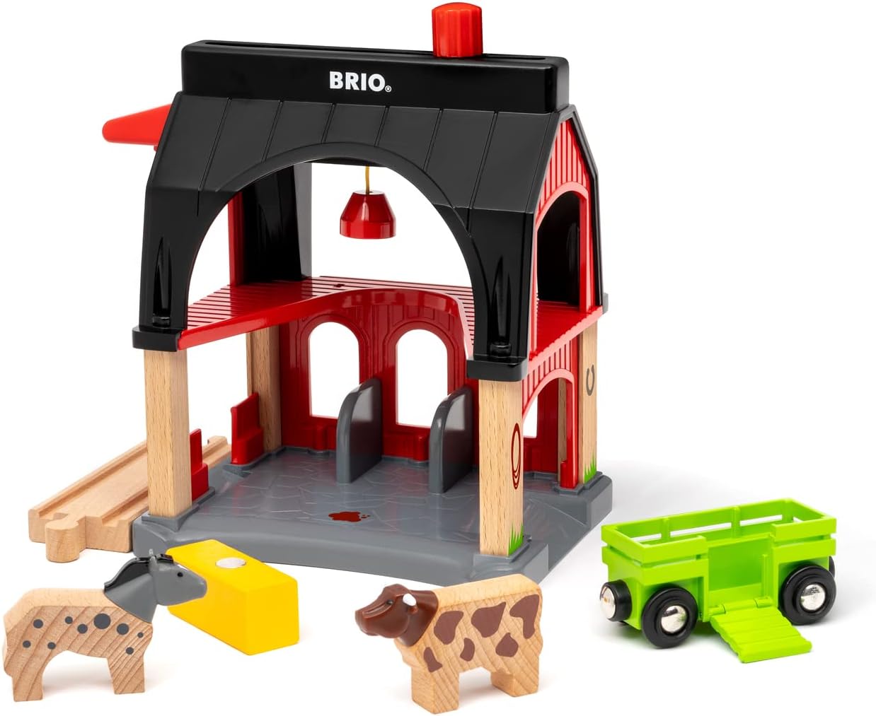 BRIO World Animal Barn Toy Accessory for Kids Age 3 Years Up - Wooden Railway Set Add On Accessories