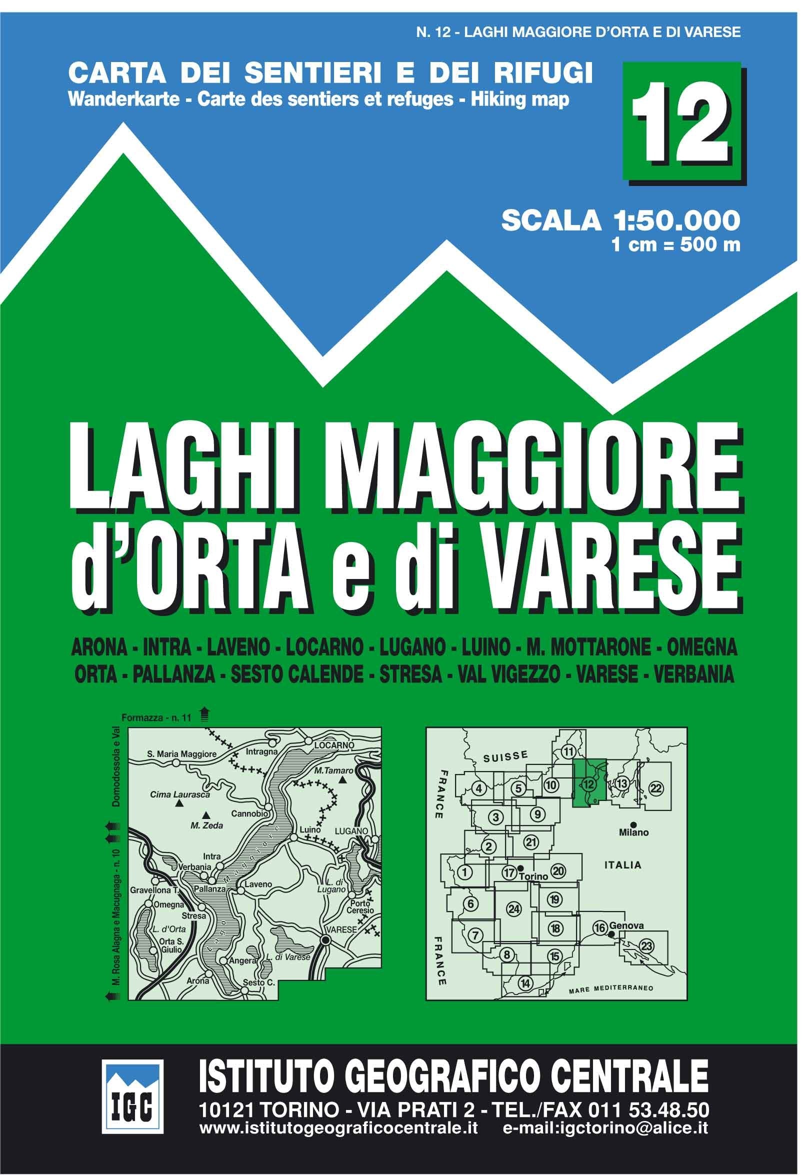Carta n. 12 LAGO MAGGIORE, D'ORTA E VARESE
