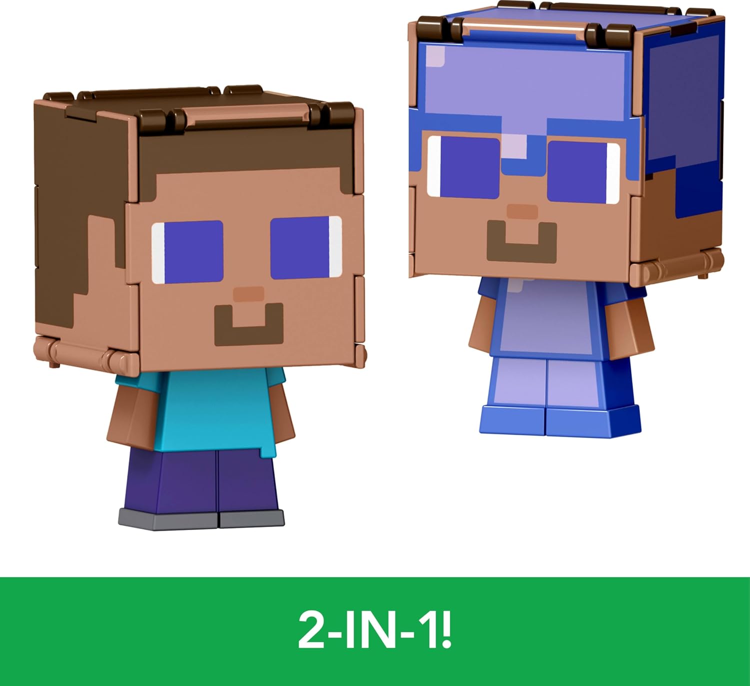 Mattel Minecraft Flippin’ Figs Figures Collection with 2-in-1 Fidget Play, 3.75-in Scale, Large Heads & Pixelated Design (Characters May Vary