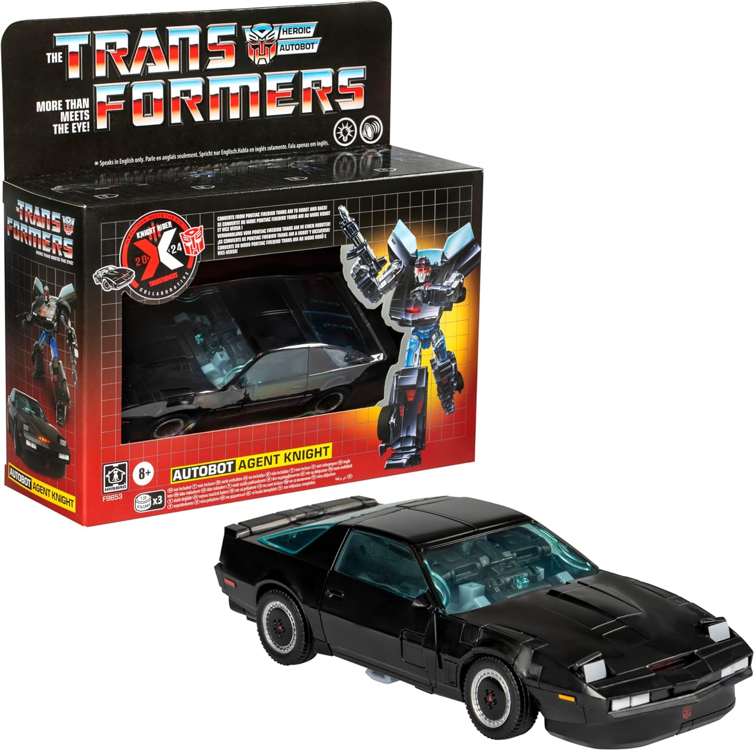 Transformers Collaborative Knight Rider x Toy, Autobot Agent Knight 6.5-inch Action Figure, 8+