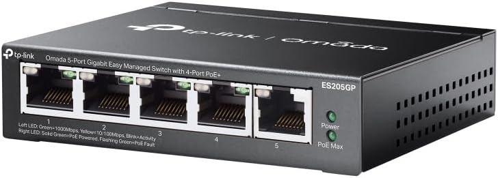 Omada 5-Port Gigabit Managed Network Switch, 4-Port PoE+, Cloud-Based SDN Controller, Remote Management