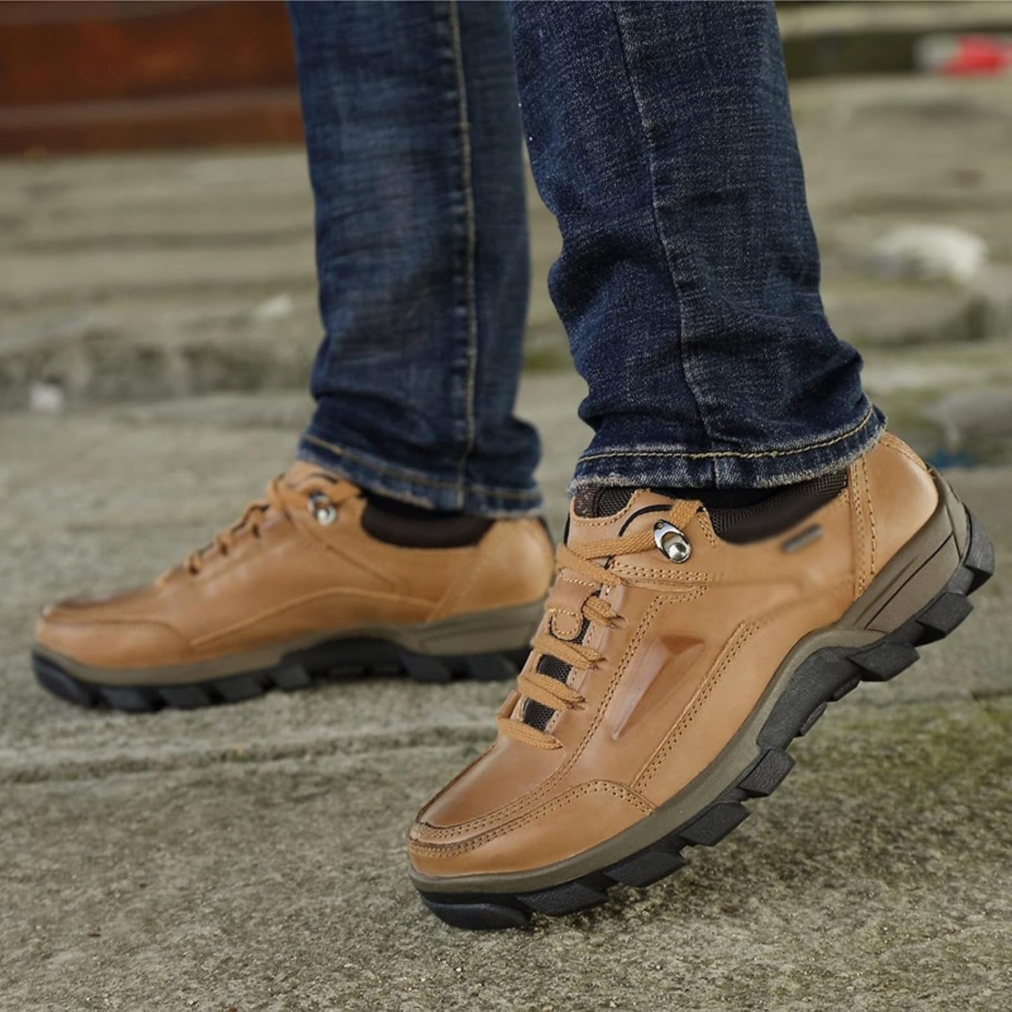 Wanmxinein Sneakers für Herren, bequemer Leder-Wanderschuh, Sportschuhe für Herren, Sneaker, Schuhe, atmungsaktiv