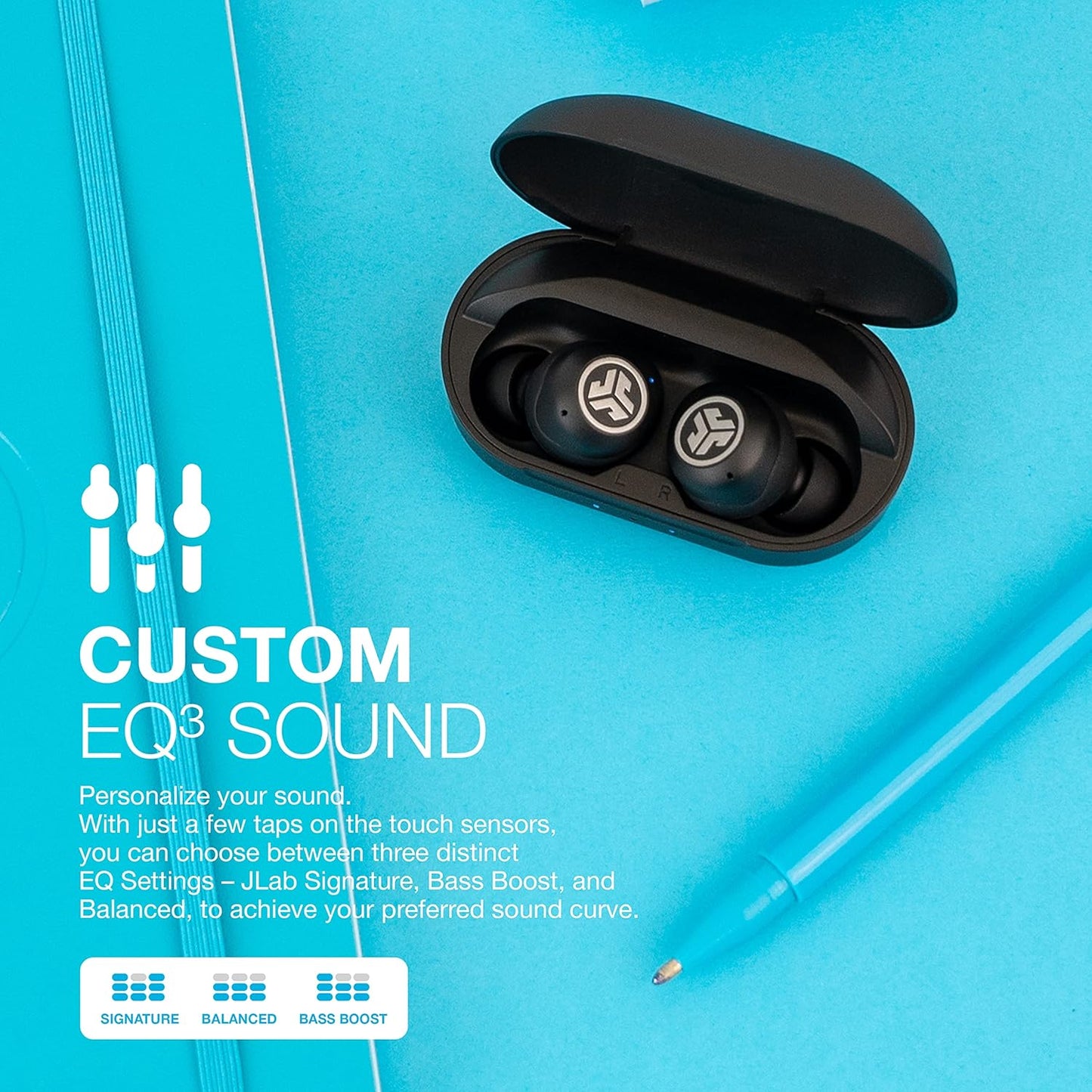 JLab JBuds Air Pro True Wireless Earbuds, In Ear Headphones with Tile Tracker Built-in, Ear Buds with 36H Playtime, Bluetooth Earbuds with Microphone, USB Charging Case, Dual Connect, EQ3 Sound