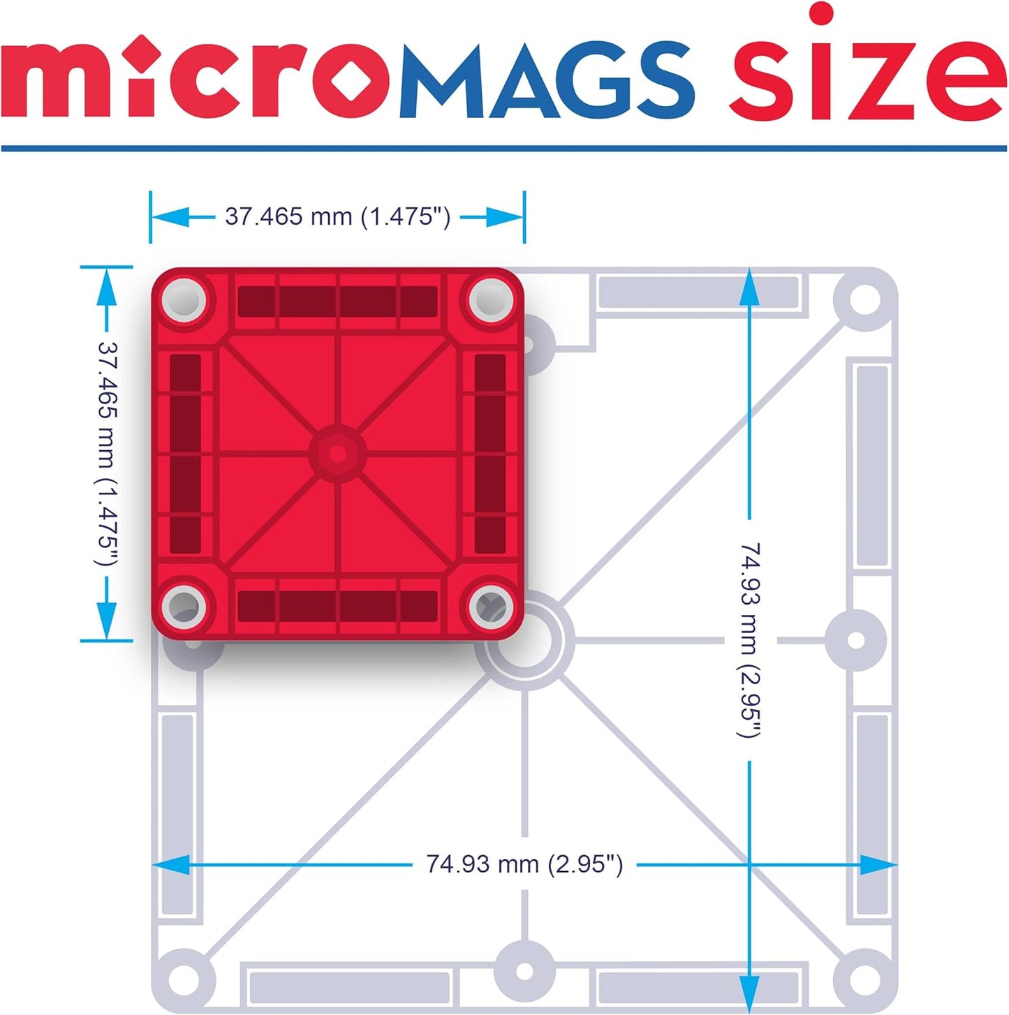 Magna-Tiles microMAGS 26-teiliges Reise-Magnetbauset - Kräftige Farben, die Original Magnetbaumarke