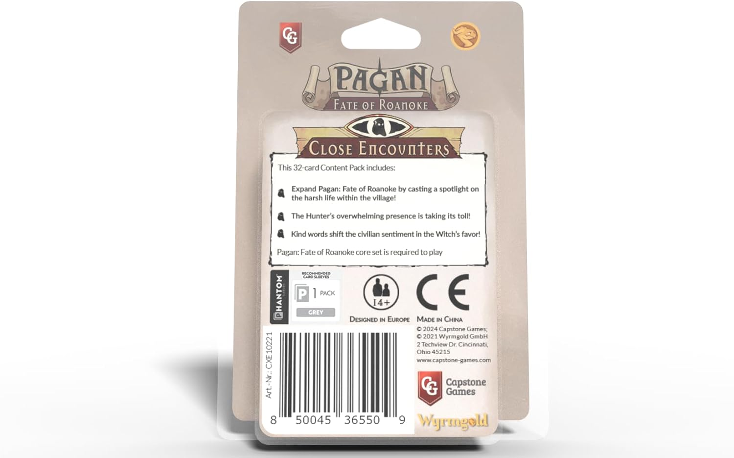 Capstone Games Pagan: Fate of Roanoke - Paquete de expansión de encuentros cercanos, juego de cartas de deducción asimétrica de Dueling Witch & Hunter lleno de intriga y misterio, 2 jugadores, 60