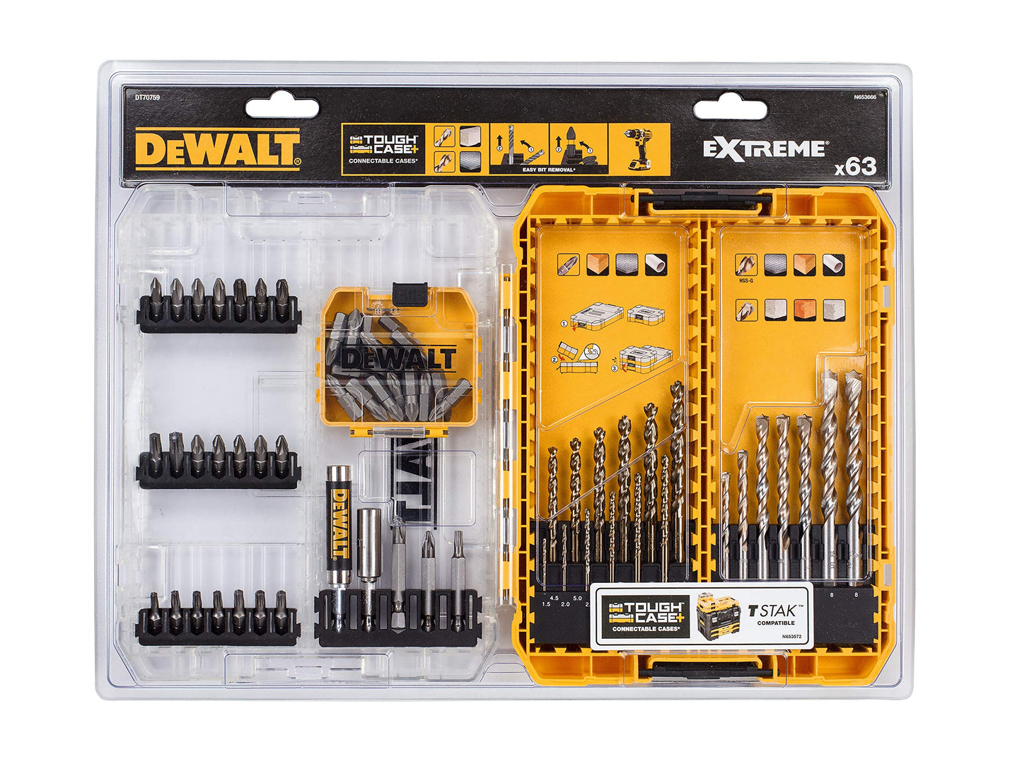 Dewalt Extreme Schroefbit- En Borenset Dt70759-Qz Steen/Metaal 63-Delig