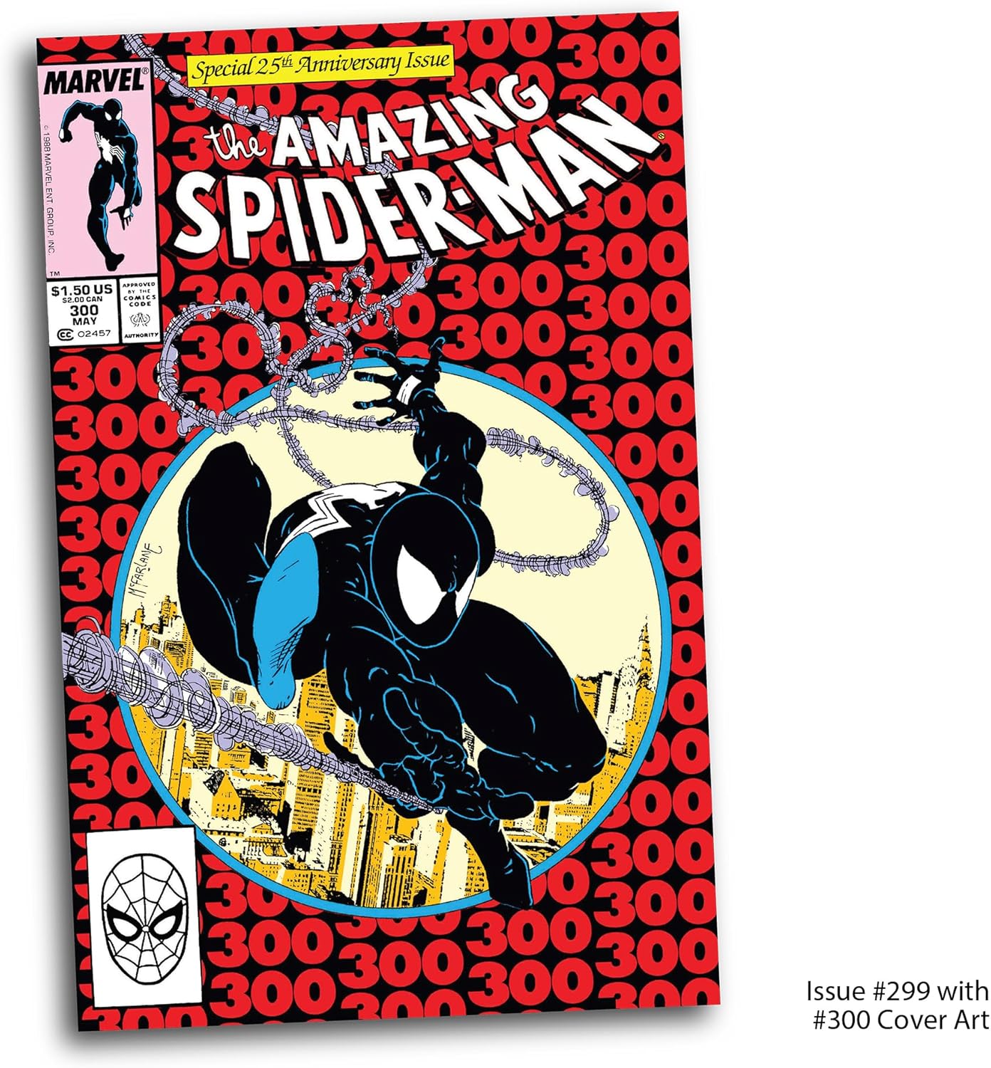 McFarlane Toys -Marvel Spider-Man (Symbiote Suit) 1:6th Scale Collectible with Scene & Comic (Based on The Amazing Spider-Man #300